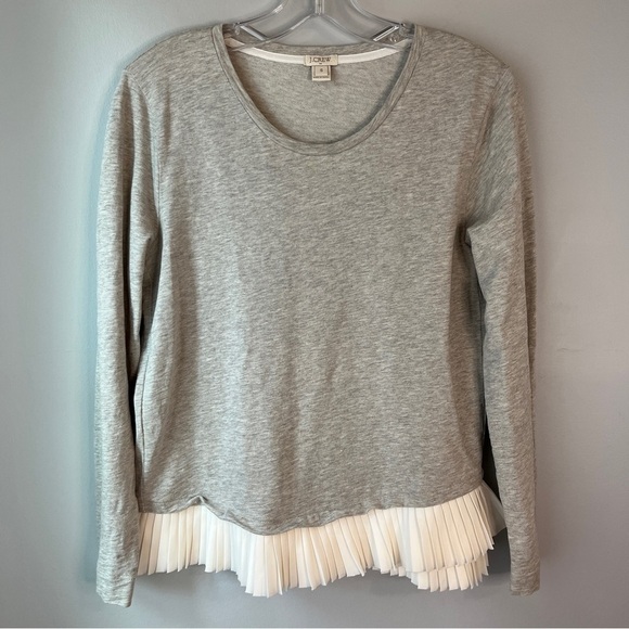 J. Crew Crewneck Sweater with Pleated Fringe Hem - Picture 7 of 8